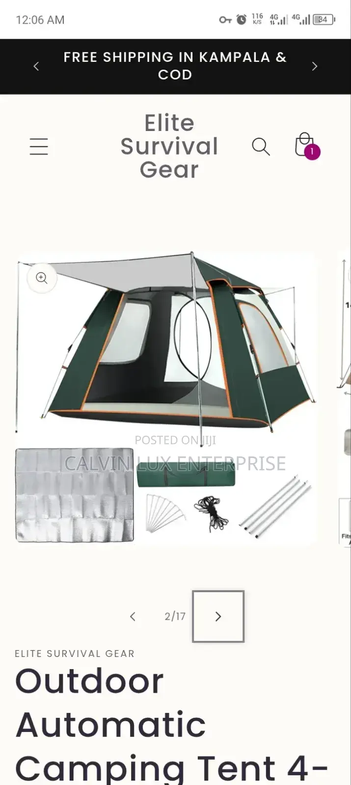 Camping Tent Automatic 4-6 People