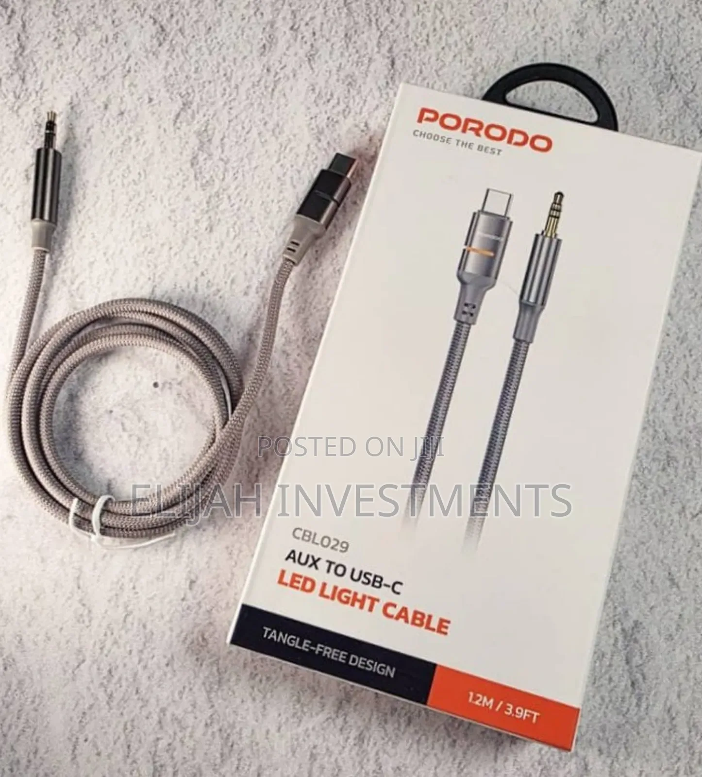 Porodo Aux to Usb-C Led Light Cable