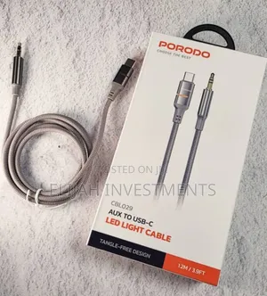 Porodo Aux to Usb-C Led Light Cable