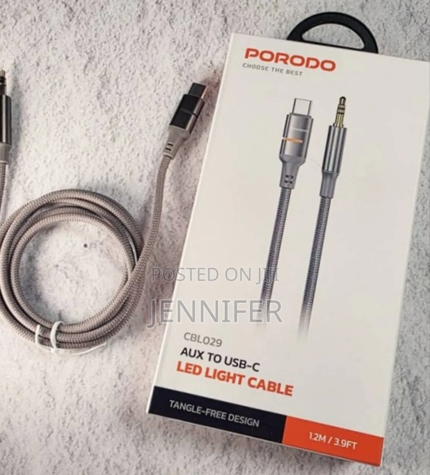 Porodo Aux to Usb-C Led Light Cable