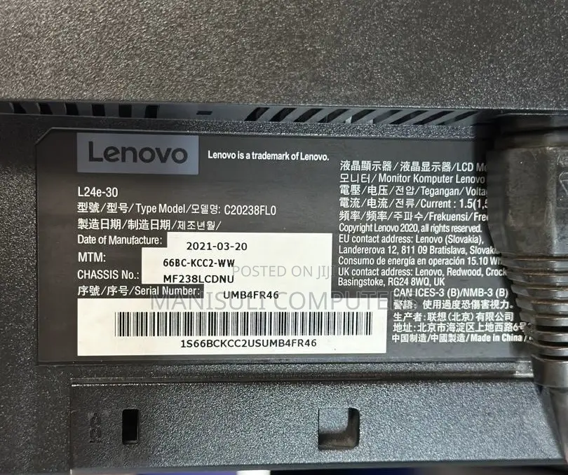 Guarantee 7.3 Months and 3 Weeks Lenovo Ips Monitor 24 Inch Screen