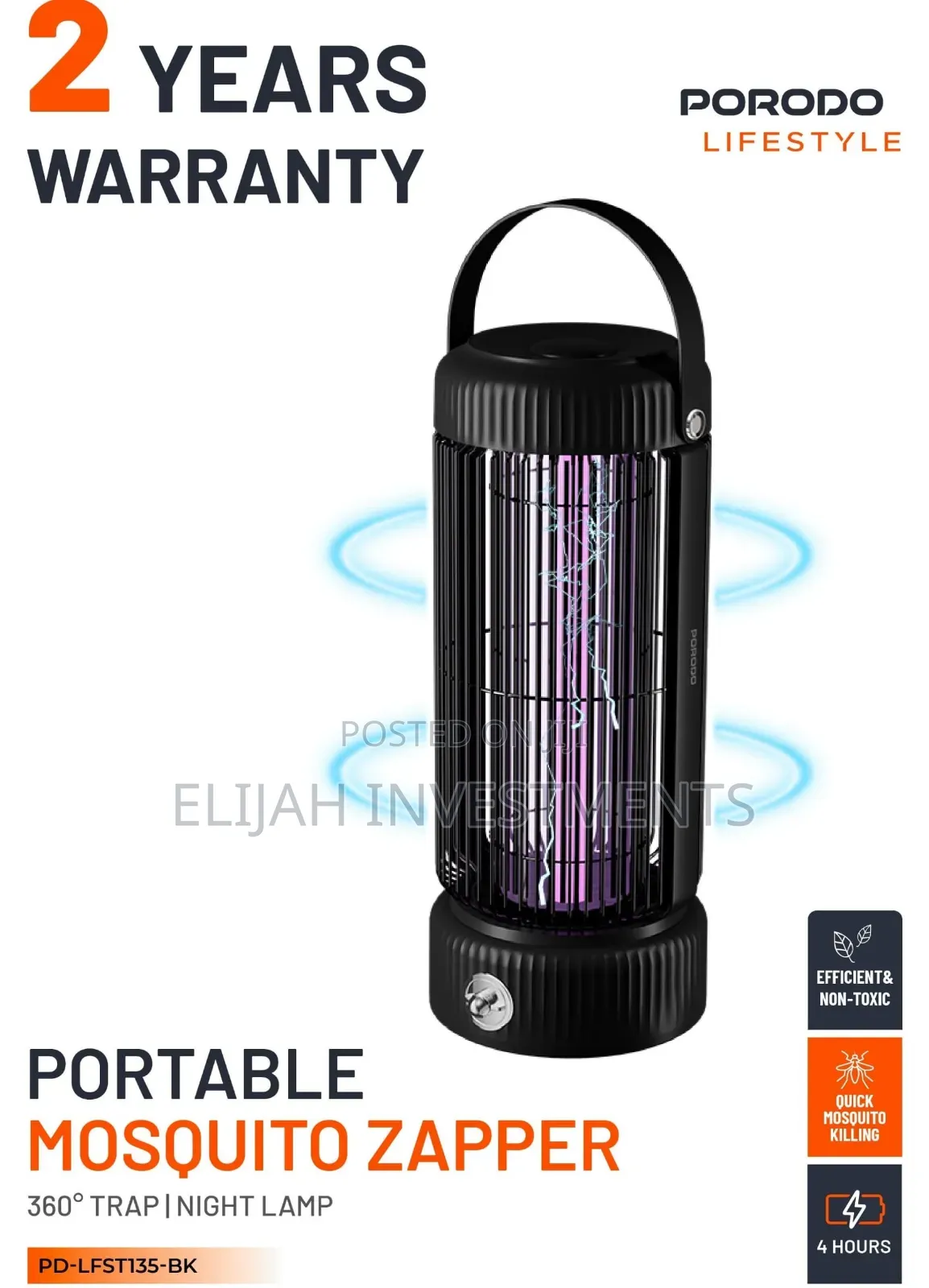 Portable Insect Zapper With 360° Trap Night Lamp
