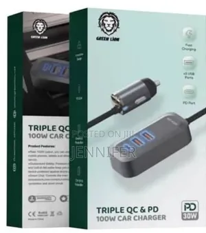 Green Lion Triple Qc Pd 100w Car Charger