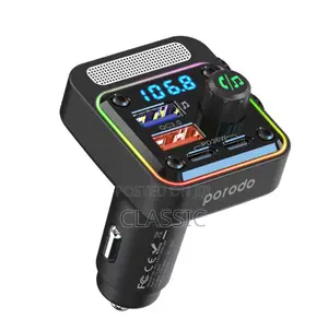 Porodo Quick-Charge Fm Car Charger Dual Usb-C Usb-A