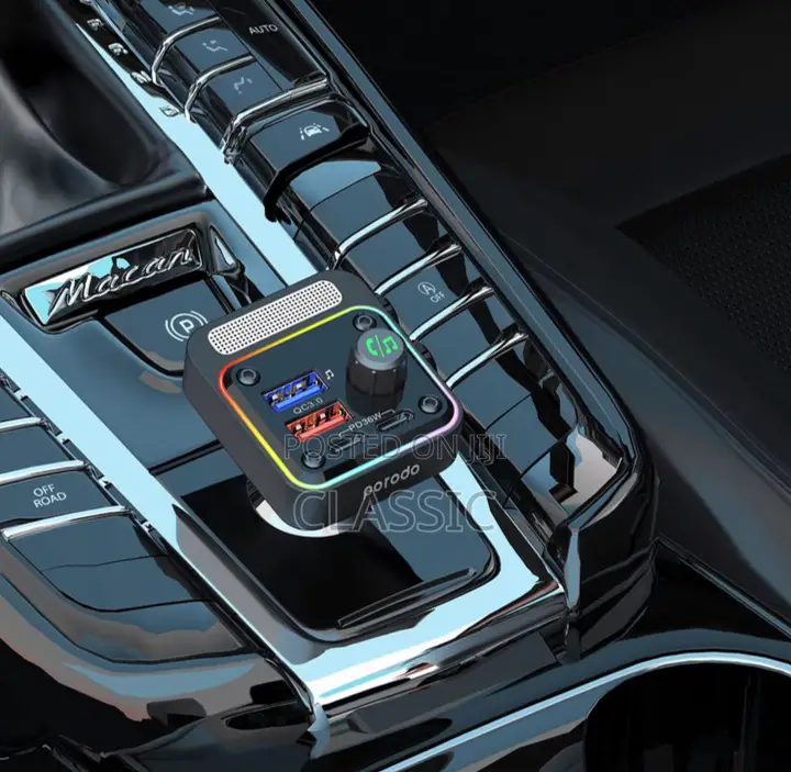 Porodo Quick-Charge Fm Car Charger Dual Usb-C Usb-A