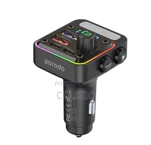 Porodo Quick-Charge Fm Car Charger Dual Usb-C Usb-A