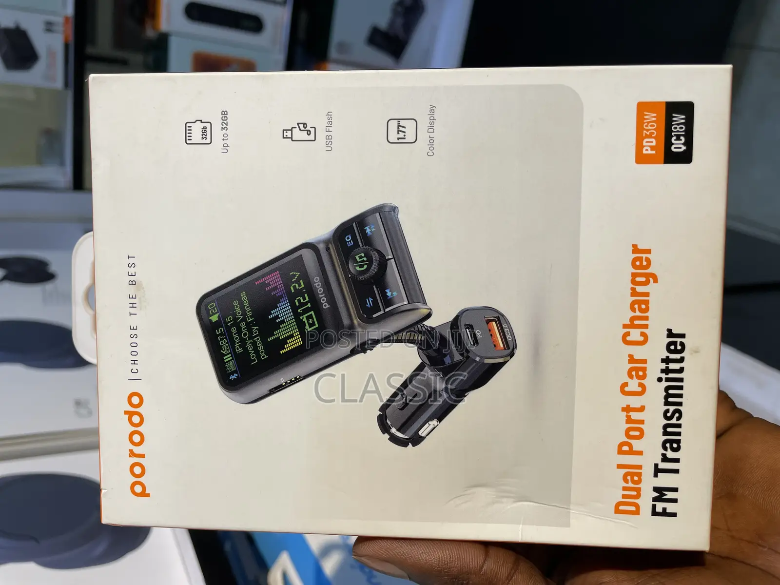 Porodo Dual Port Car Charger Fm Transmitter