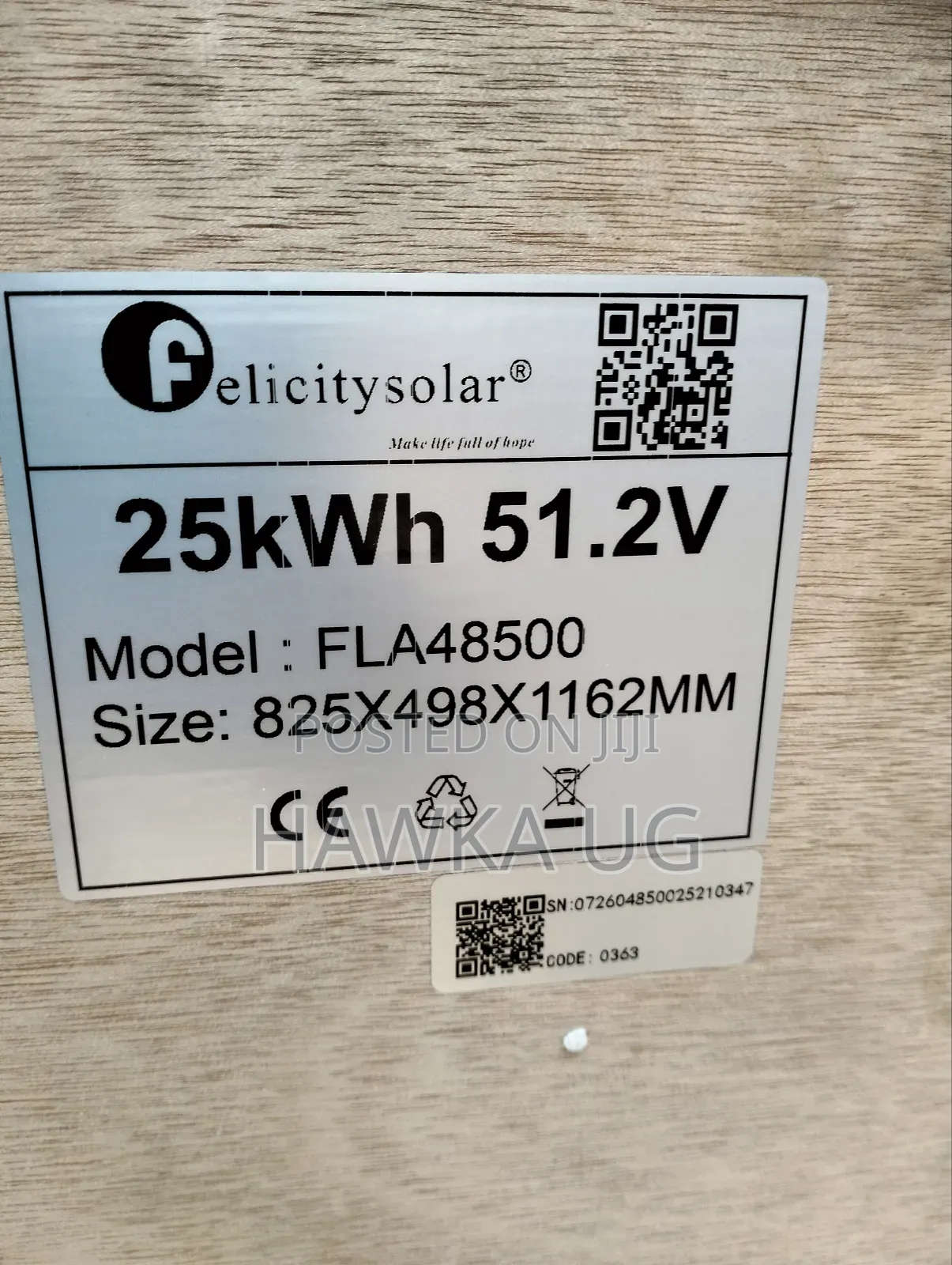 25kwh 51.2v Felicity Lithium Battery