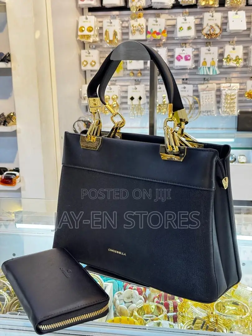 Chris Bella Bag With Golden Handle and a Wallet
