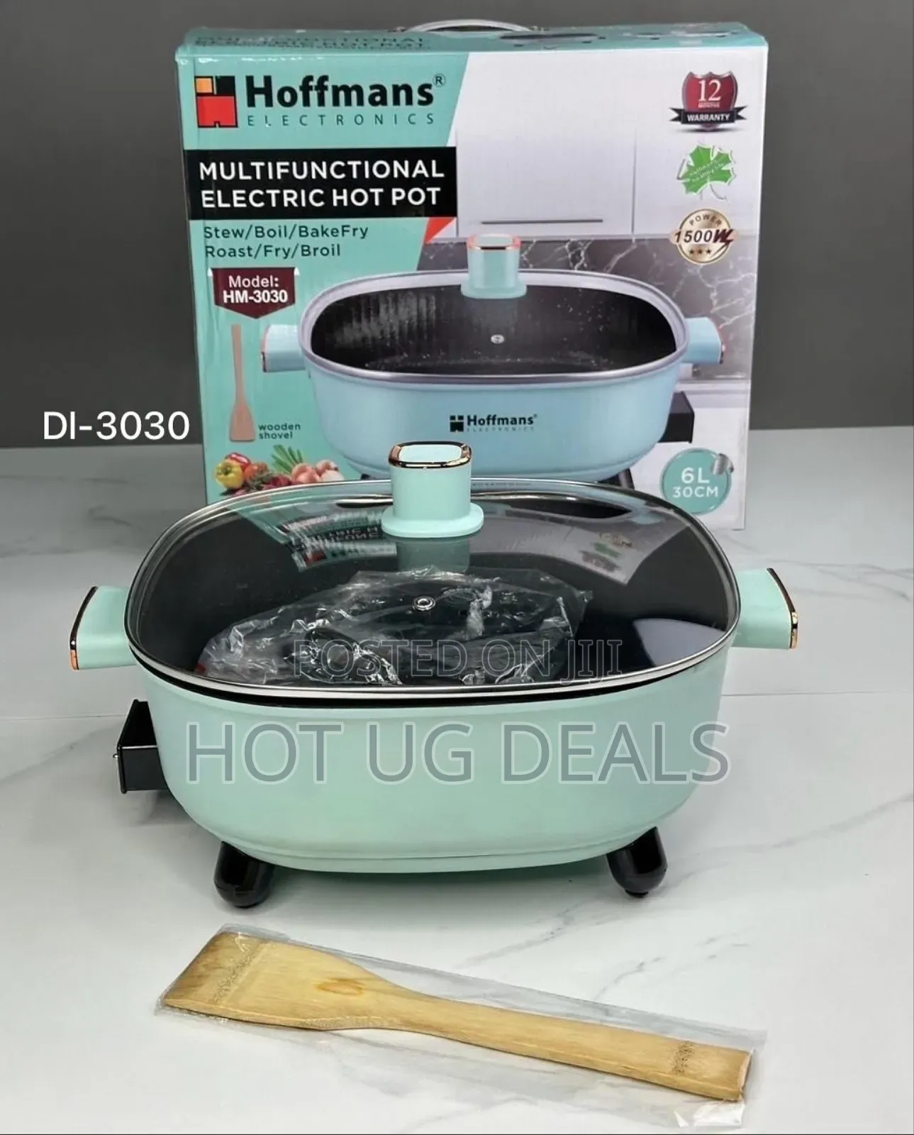 Hoffmans 6 Litre Nonstick Electric Skillet Hot Pot Saucepan -fryingpan