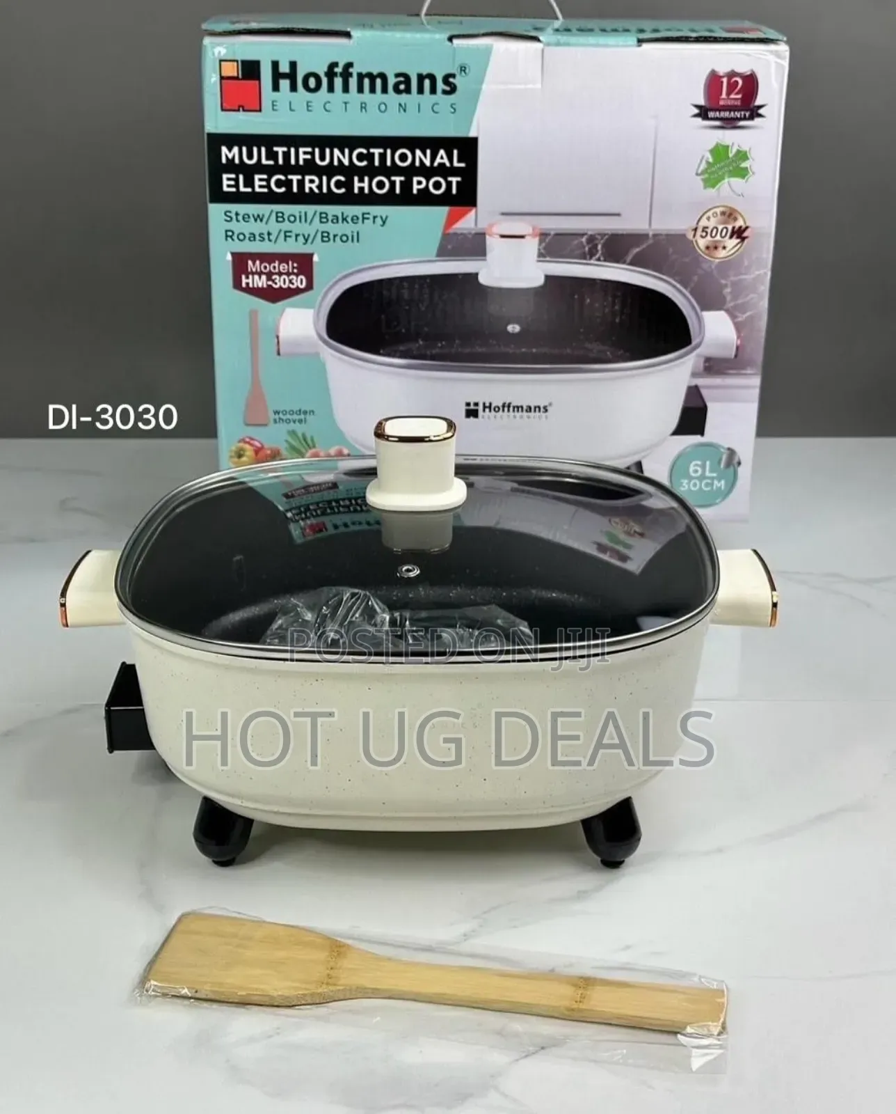 Hoffmans 6 Litre Nonstick Electric Skillet Hot Pot Saucepan -fryingpan