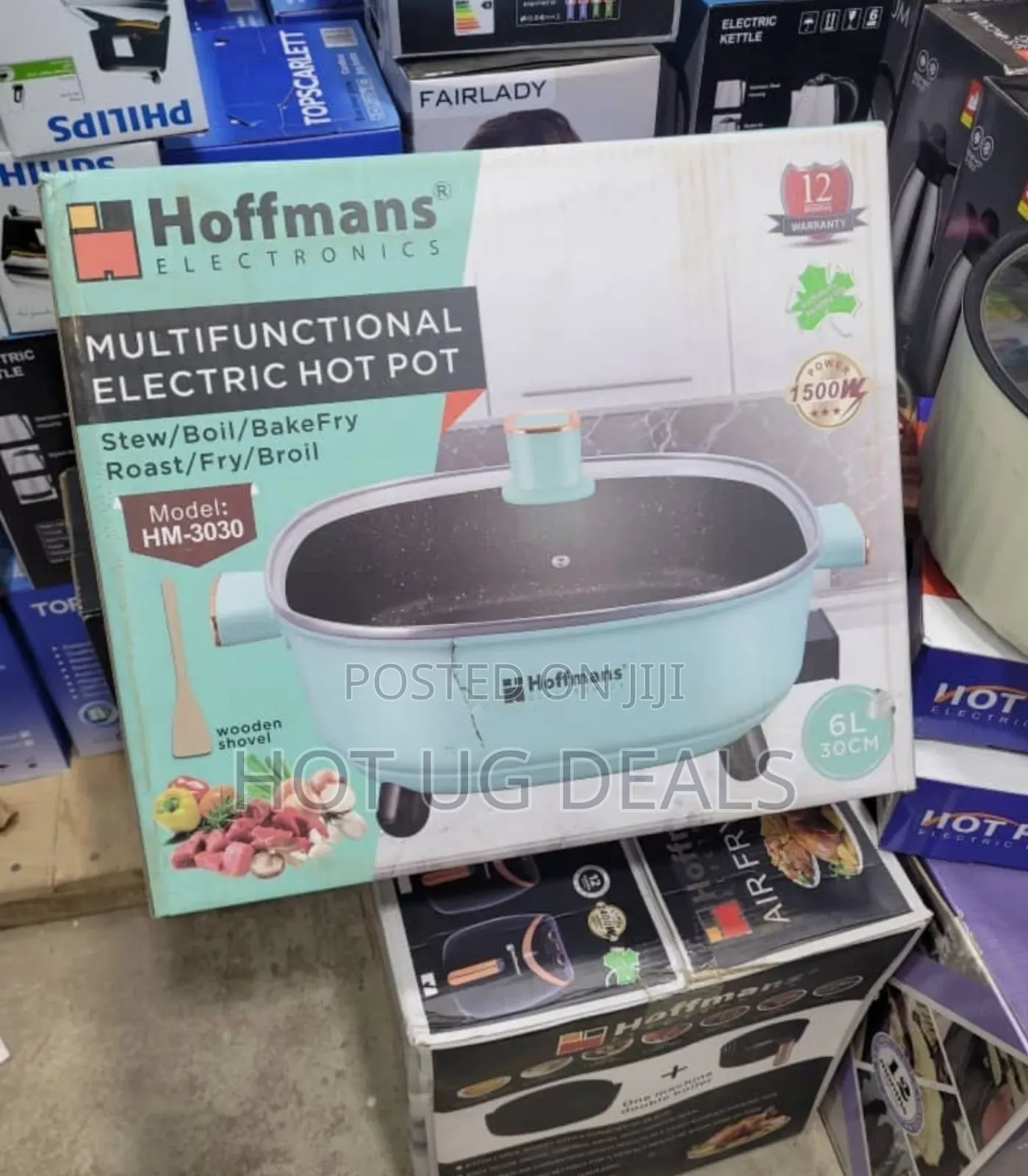 Hoffmans 6 Litre Nonstick Electric Skillet Hot Pot Saucepan -fryingpan