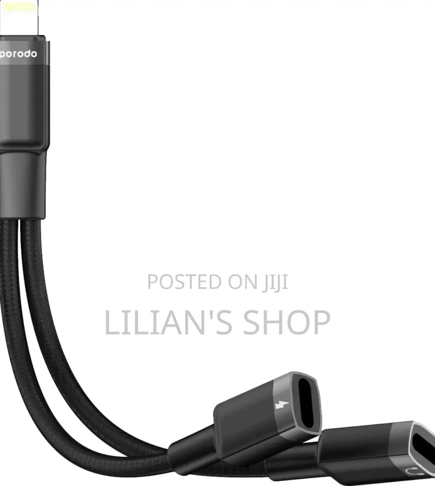 Porodo Lightning Connector Audio Charge Adapter-