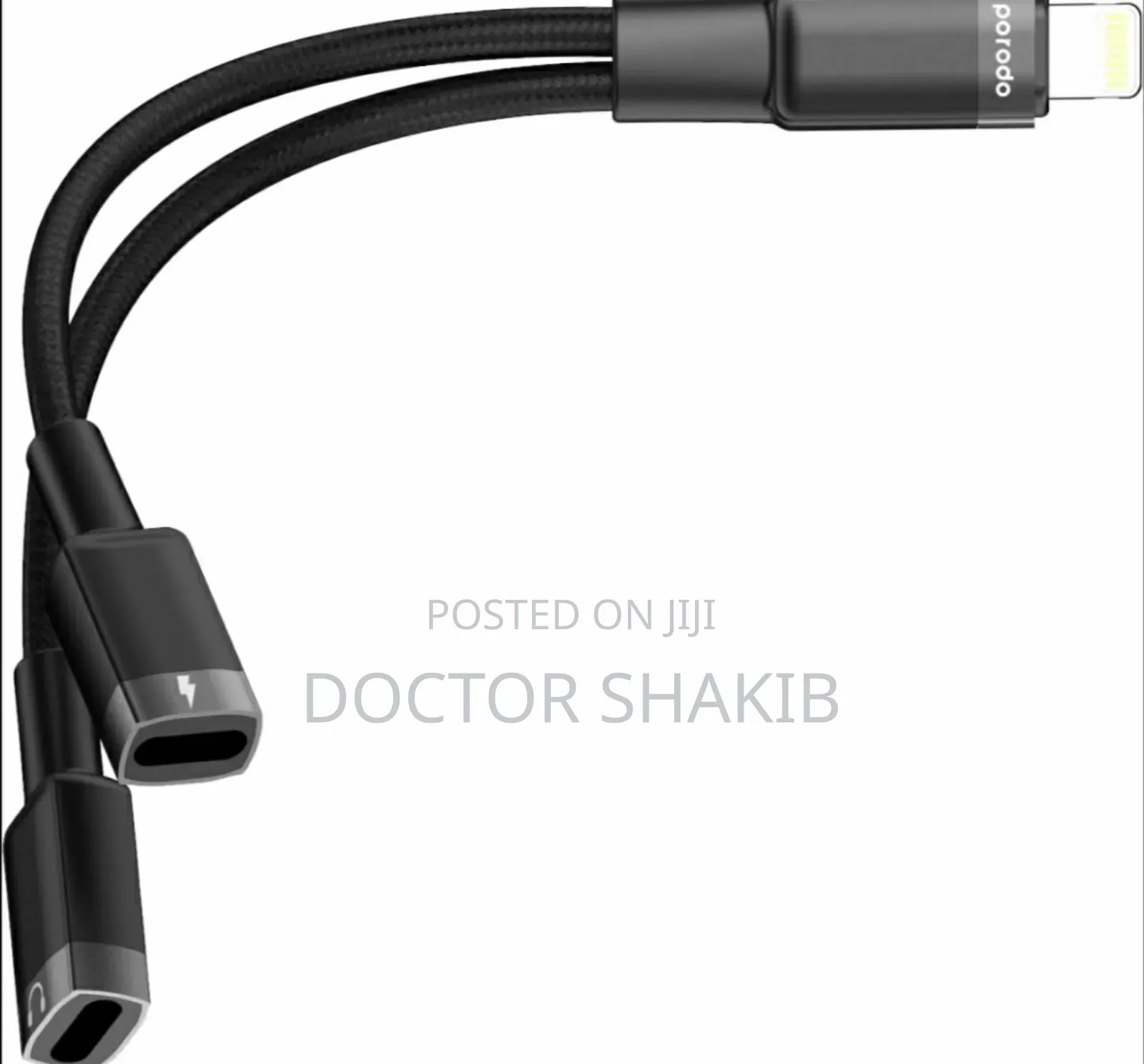 Brand New Porodo Lightning Connector Audio Charge Adapter