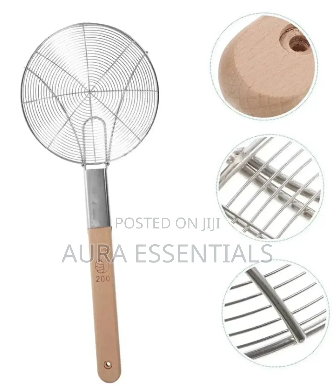 Stainless Steel Mesh Strainer With Wooden Handle