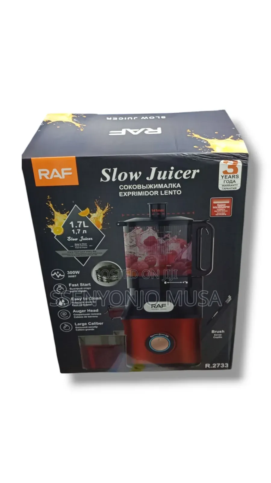 Raf Slow Juicer 300w | Large Caliber 141mm | Stainless Steel Filter