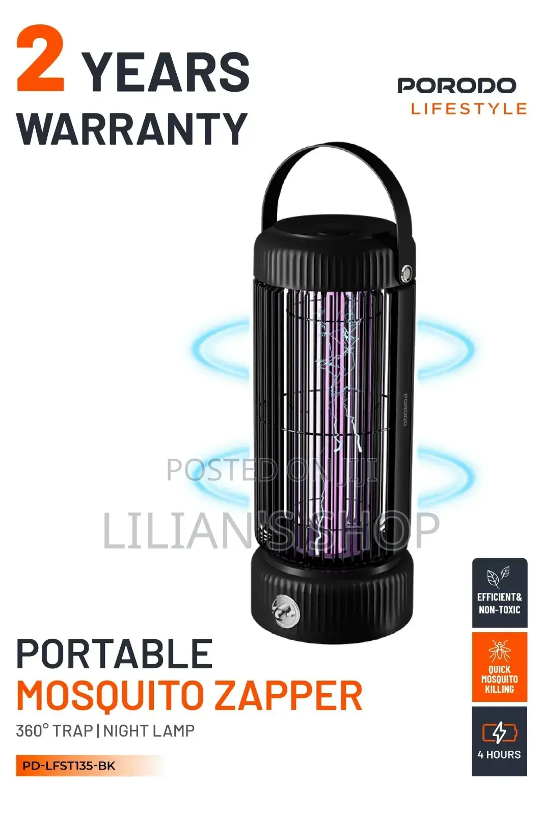 Portable Insect Zapper With 360° Trap Night Lamp