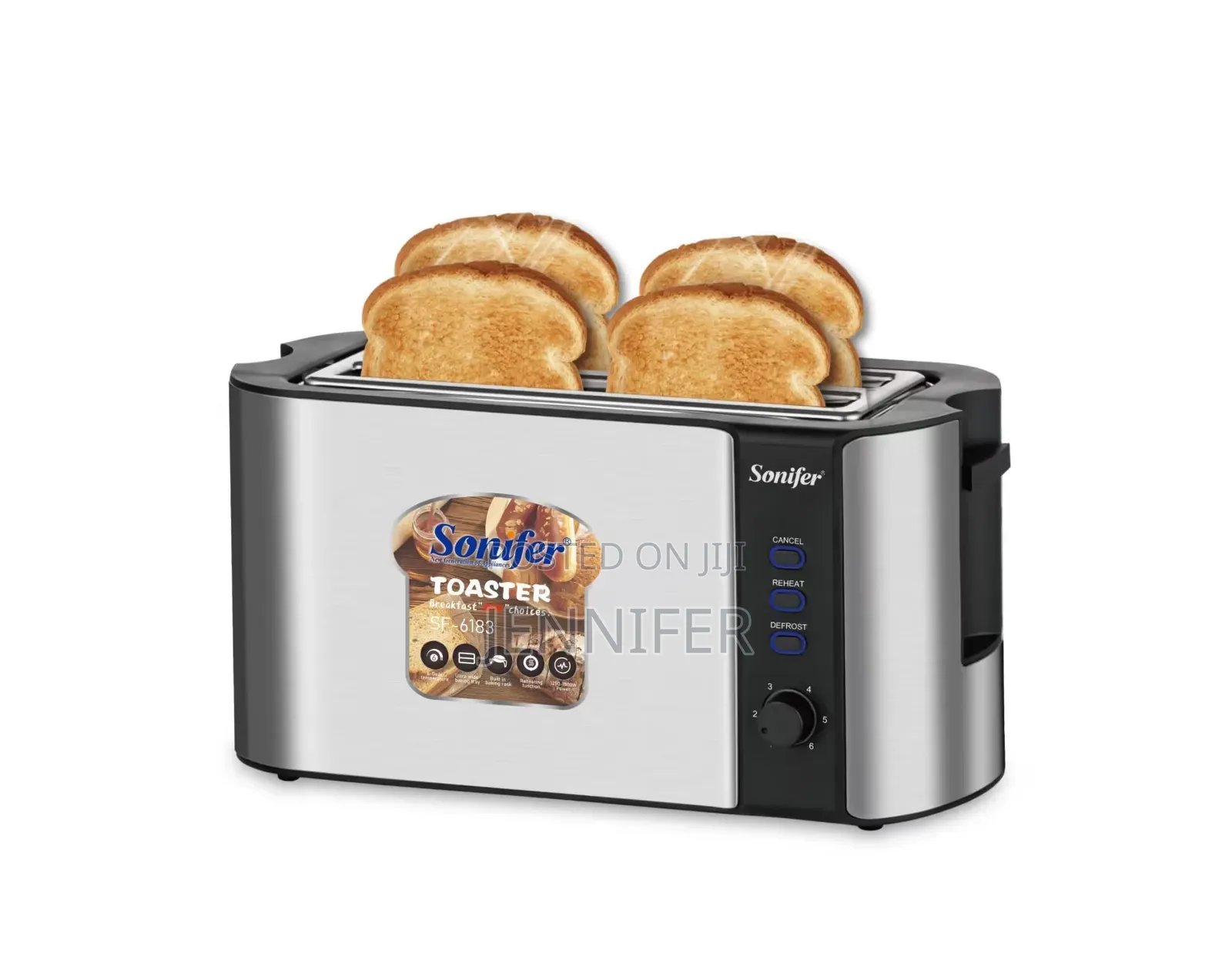 Sonifer 4-Slice Bread Toaster With Baking Rack