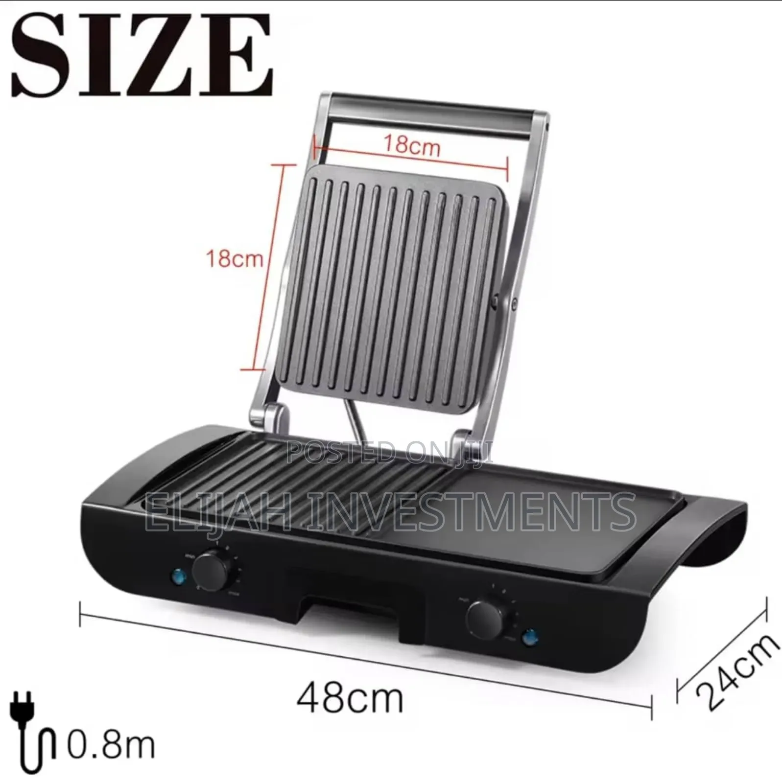 Sonifer 2-in-1 Electric Grill With Both a Baking Plate and Frying Pan