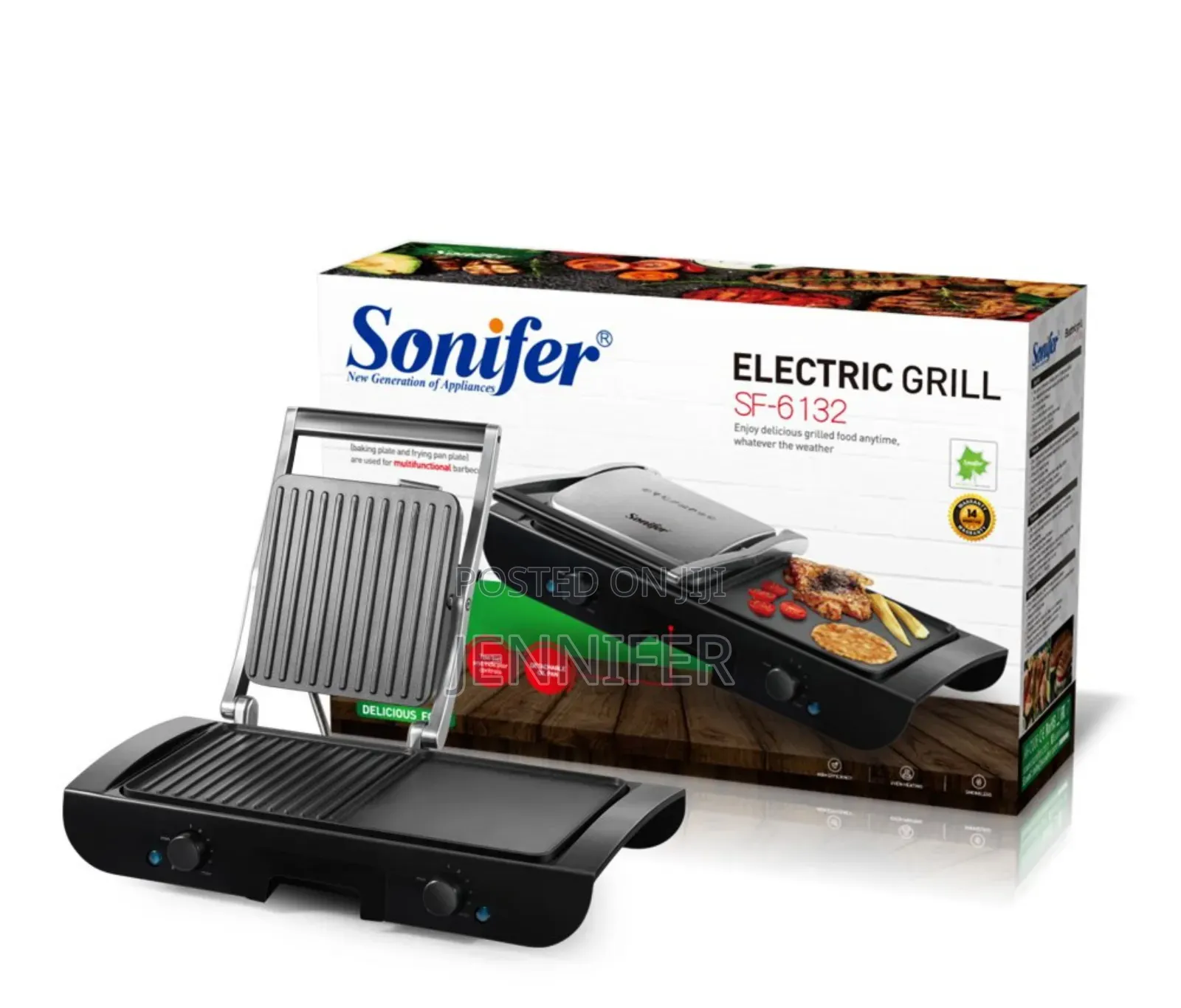 Sonifer 2-in-1 Electric Grill With Both a Baking Plate and Frying Pan