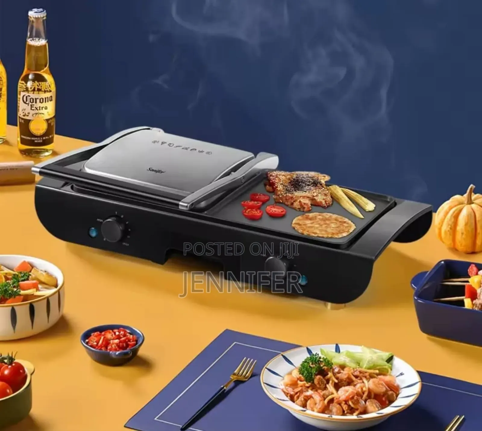 Sonifer 2-in-1 Electric Grill With Both a Baking Plate and Frying Pan