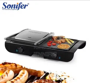 Sonifer 2-in-1 Electric Grill With Both a Baking Plate and Frying Pan