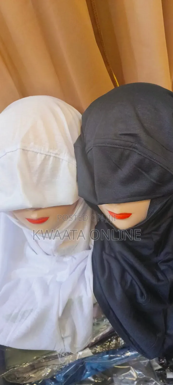 1 Piece Head Scarf Slip On Pullover White/Black Petty Veil Girls Women