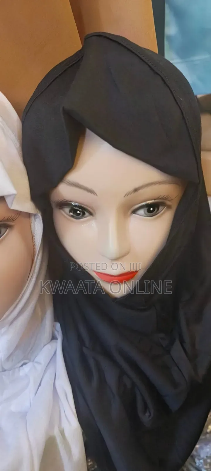 1 Piece Head Scarf Slip On Pullover White/Black Petty Veil Girls Women