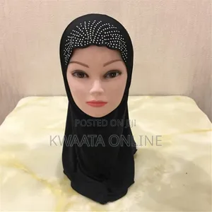 Girls Petty Coat With Lace on Kids Pull on Islamic Scarf Head Wrap