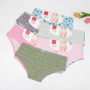 6 Piece Pack Uo Kin Cotton Seamless Women Panties Mid Waist Underpants