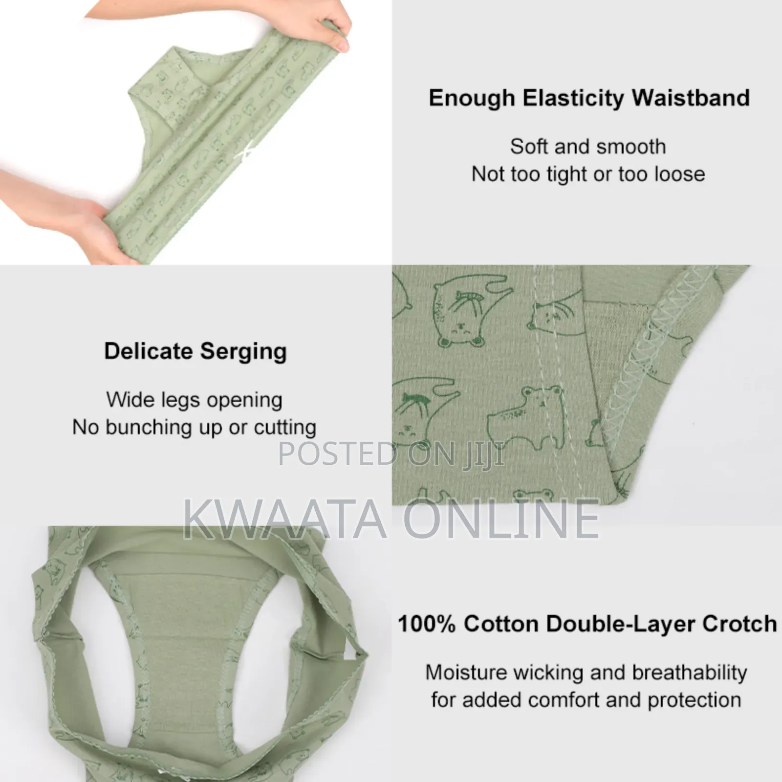 6 Piece Pack Uo Kin Cotton Seamless Women Panties Mid Waist Underpants