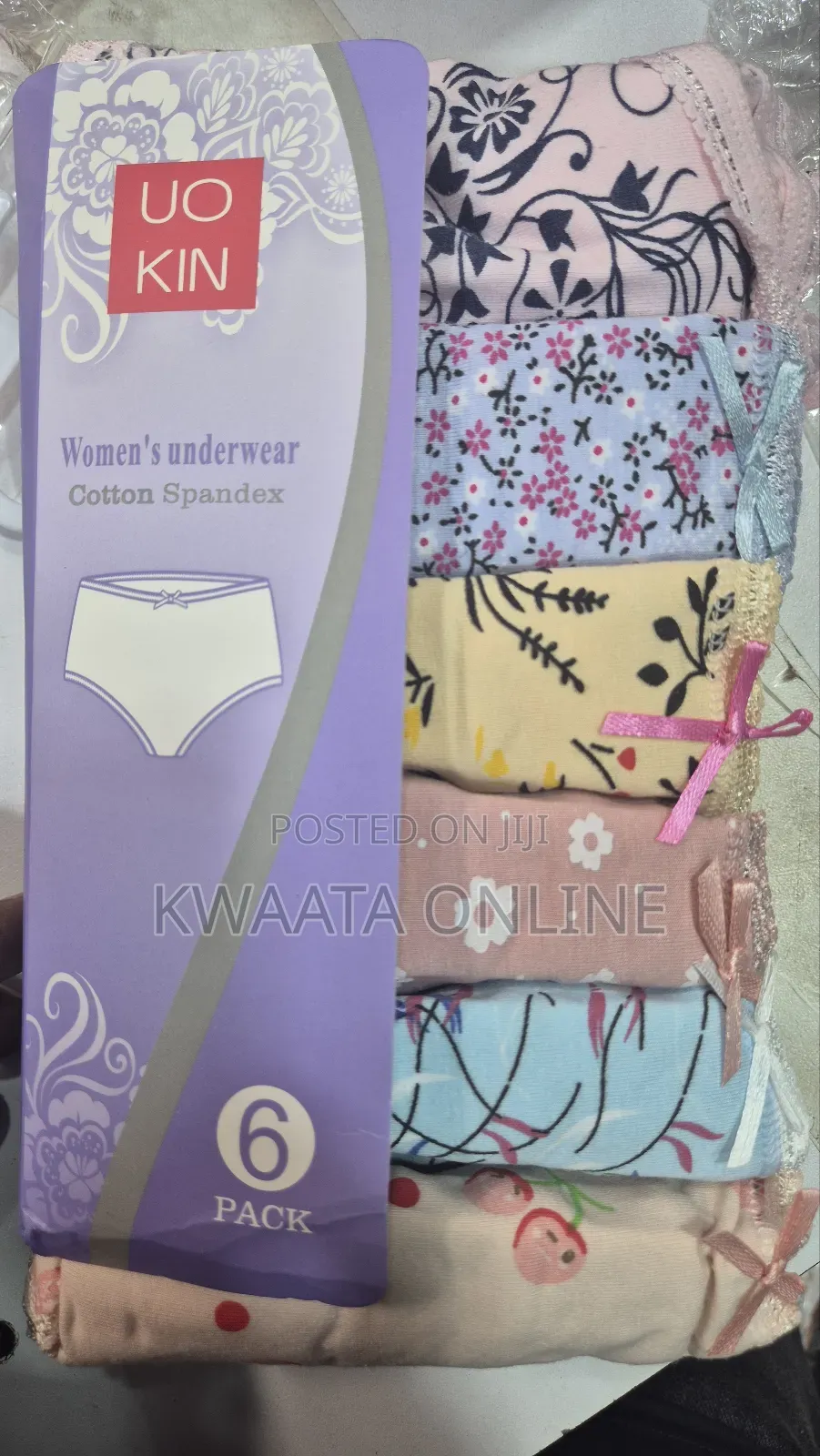 6 Piece Pack Uo Kin Cotton Seamless Women Panties Mid Waist Underpants