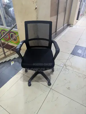 Back Mesh Swivelling Chair With Fixed Arms for Support, Durable