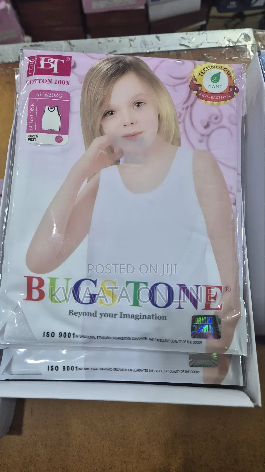 1 Piece Bugstone Kids Girls 100% Cotton Vest, Super Soft Sleeveless