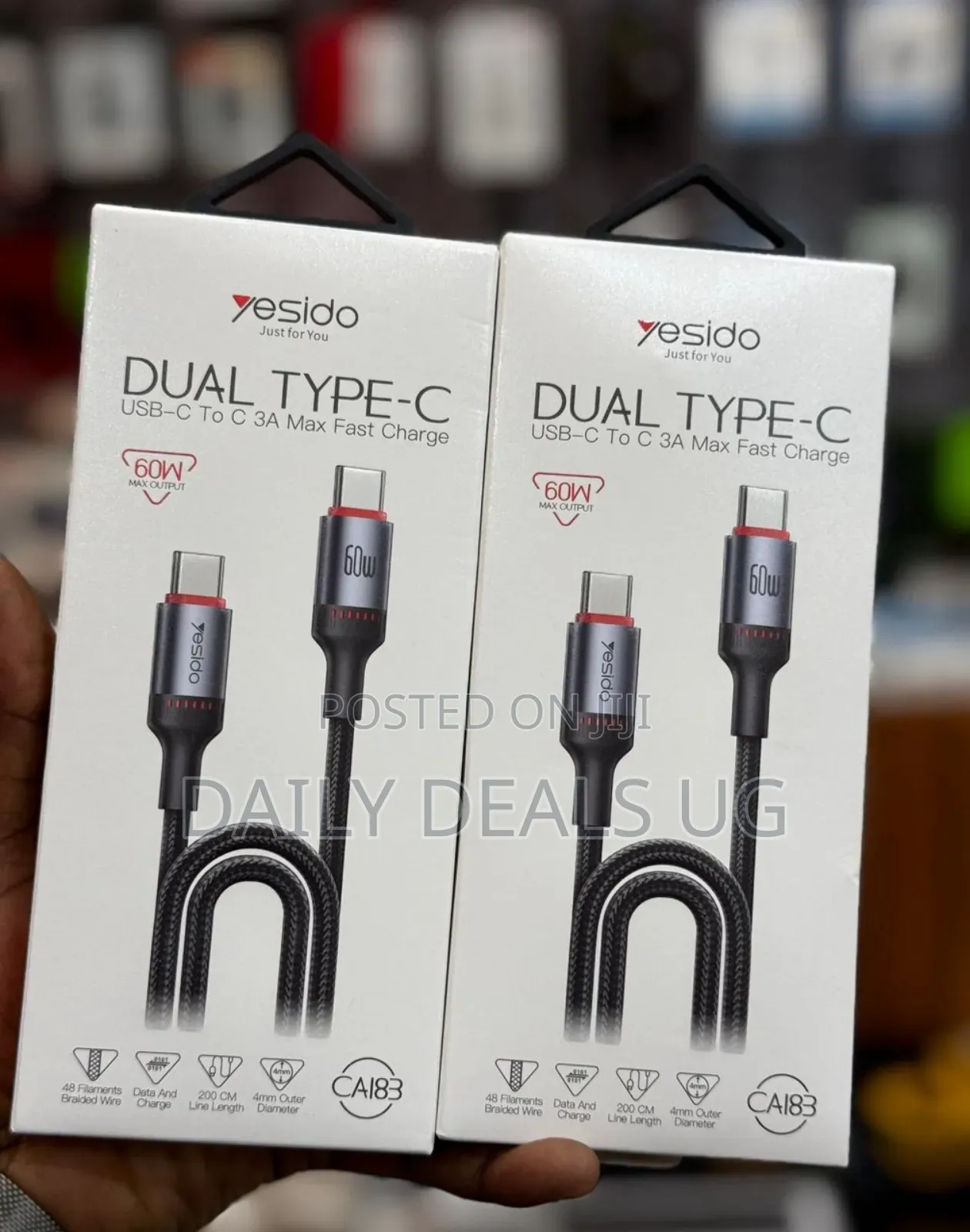 Yesido Ca183 Dual Type-C Usb-C C Fast Charging Cable
