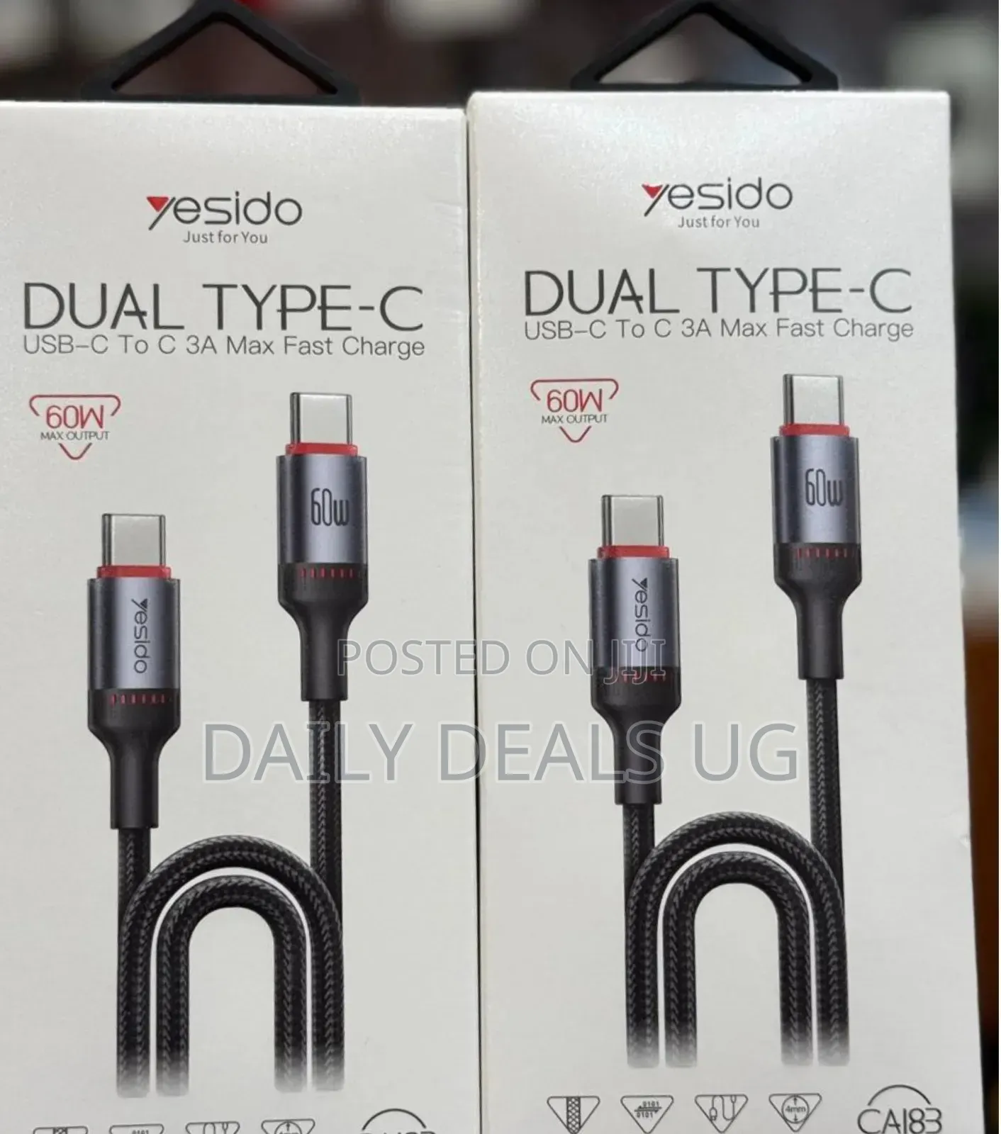 Yesido Ca183 Dual Type-C Usb-C C Fast Charging Cable
