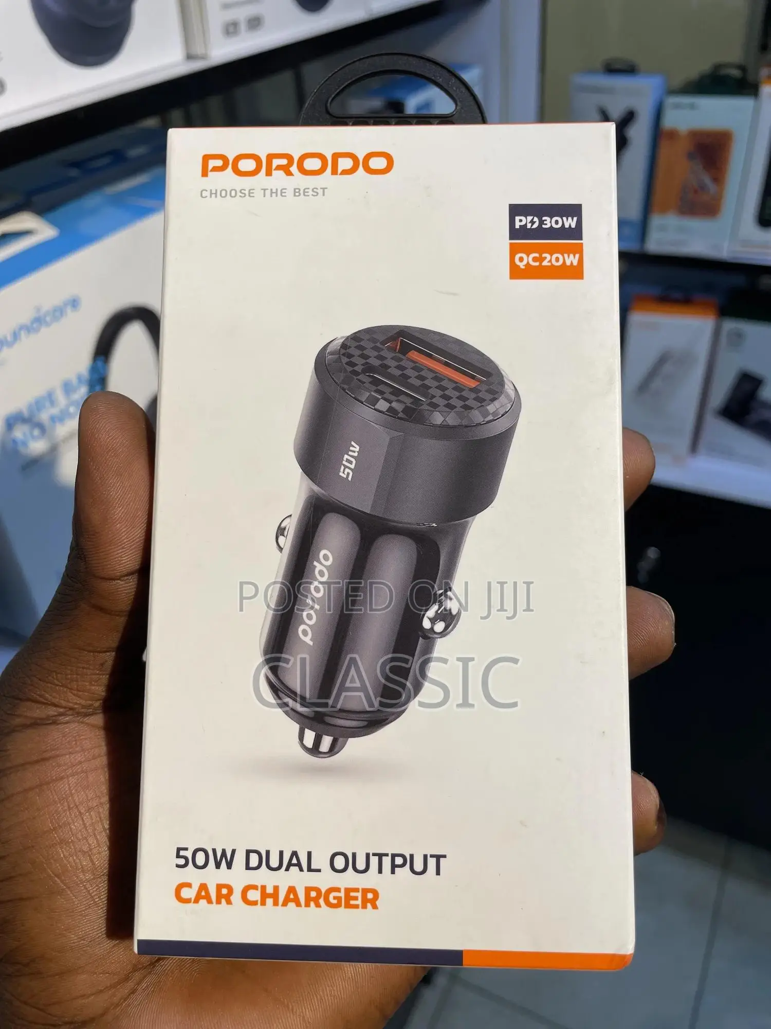 Porodo 50w Dual Port Car Charger Pd 20w Qc 30w