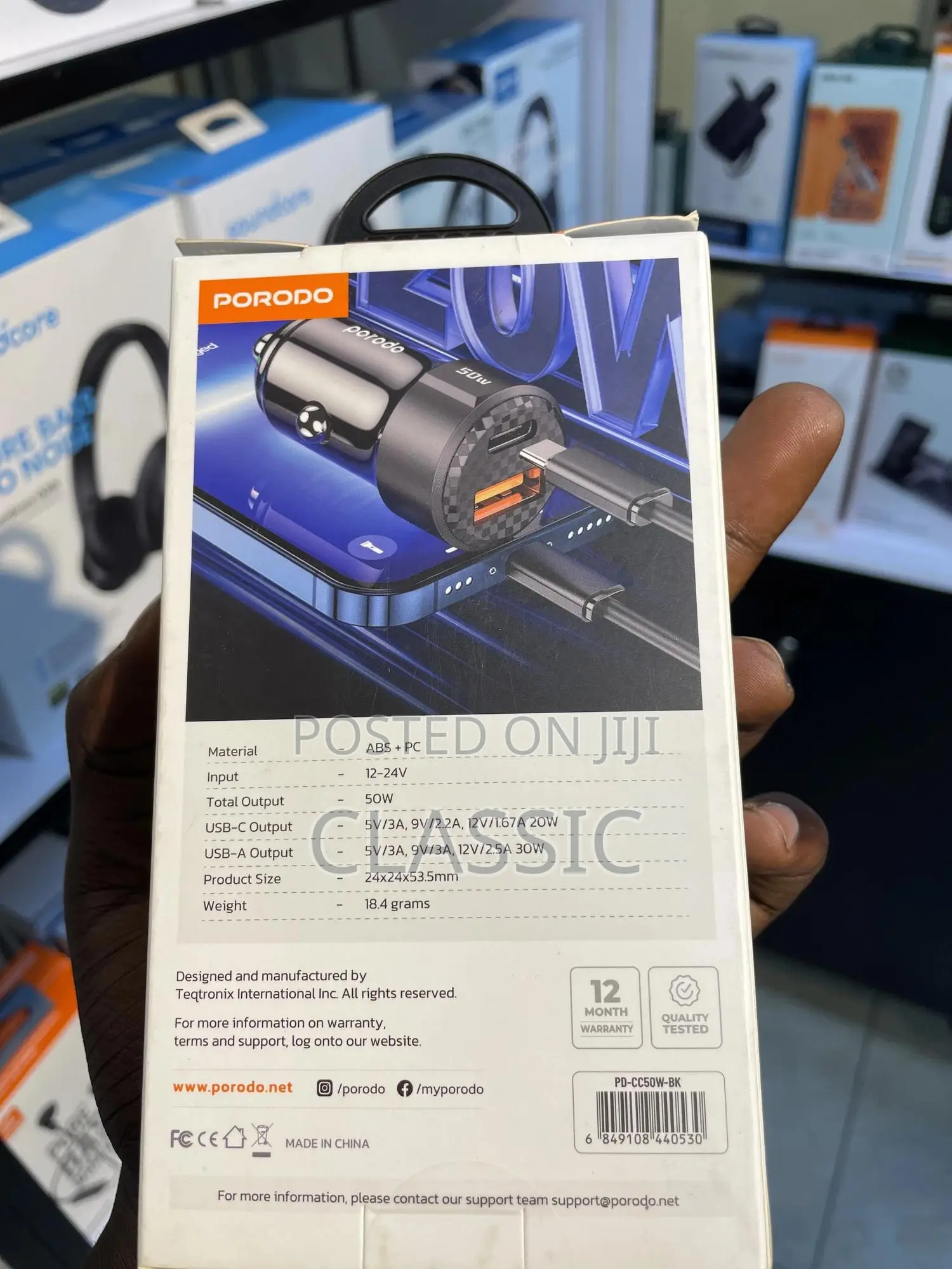 Porodo 50w Dual Port Car Charger Pd 20w Qc 30w