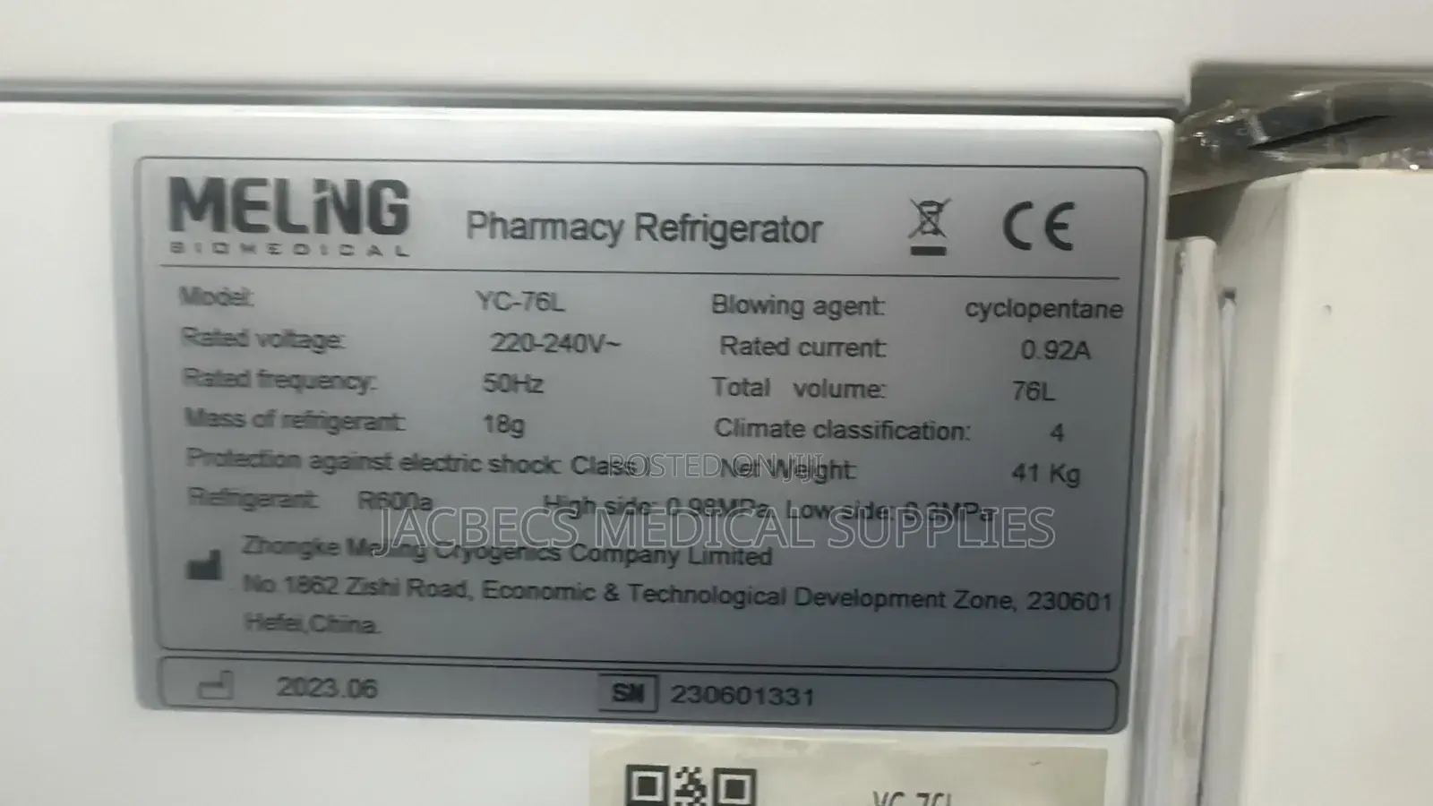Medical Fridge Meling Biomedical