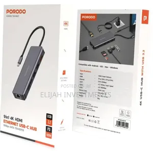 Porodo 9 In 1 Ethernet Usb -c Hub