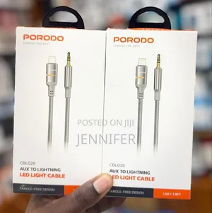 Porodo Aux To Lightning Head Led Light Cable, 1.2m Length