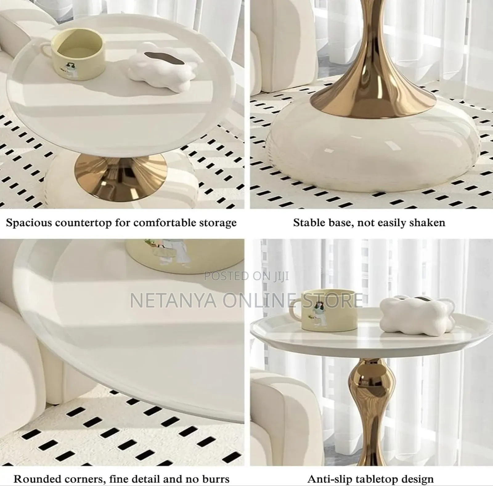 Gold Round Pedestal Elegant Side Table