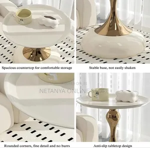 Gold Round Pedestal Elegant Side Table