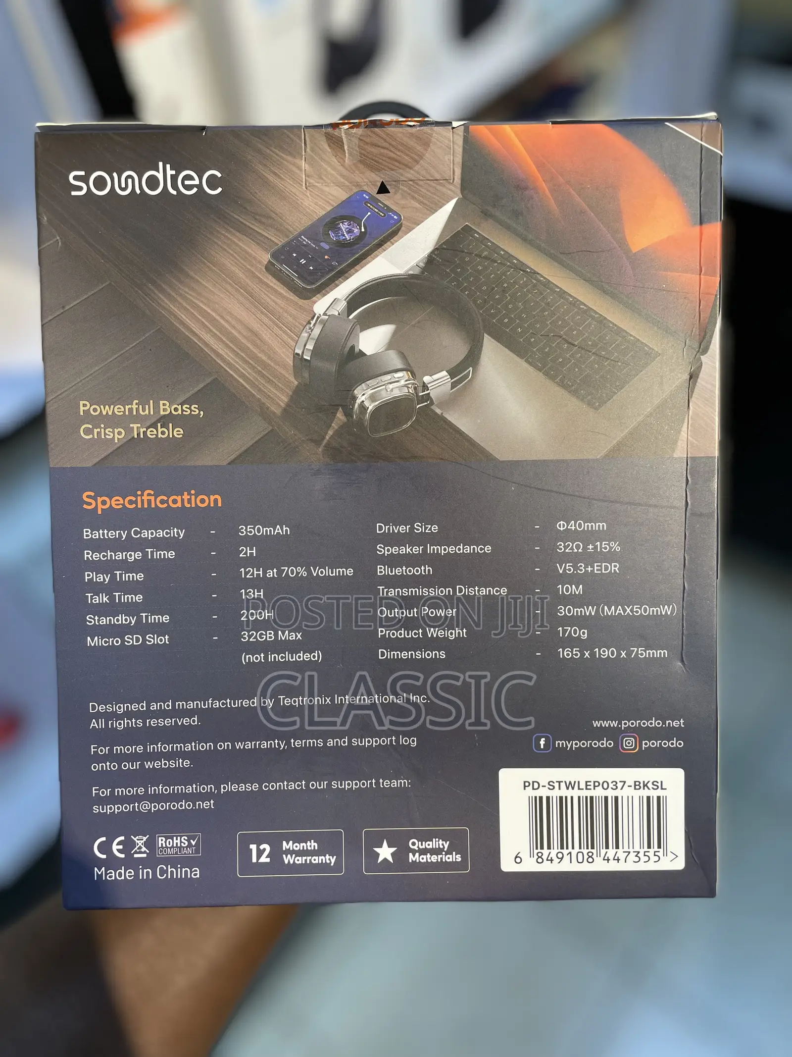 Porodo Soundtec Vintage Wireless Enc Headphones