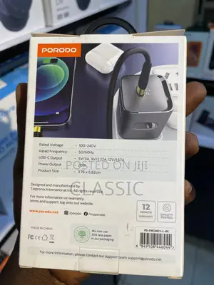 Porodo USB-C Power Delivery Wall Charger With Type-C Cable - Black