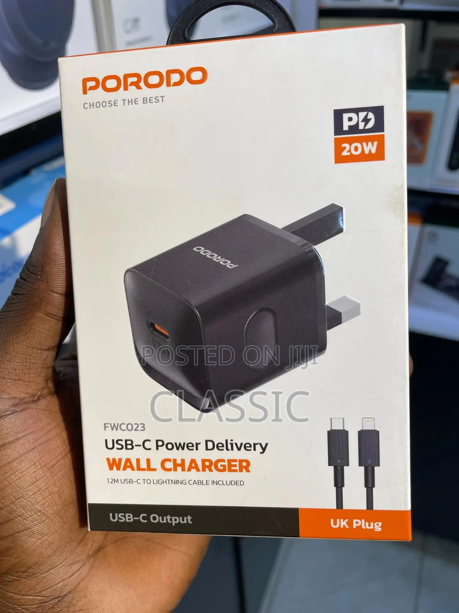 Porodo USB-C Power Delivery Wall Charger With Type-C Cable - Black