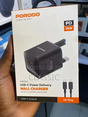 Porodo USB-C Power Delivery Wall Charger With Type-C Cable - Black