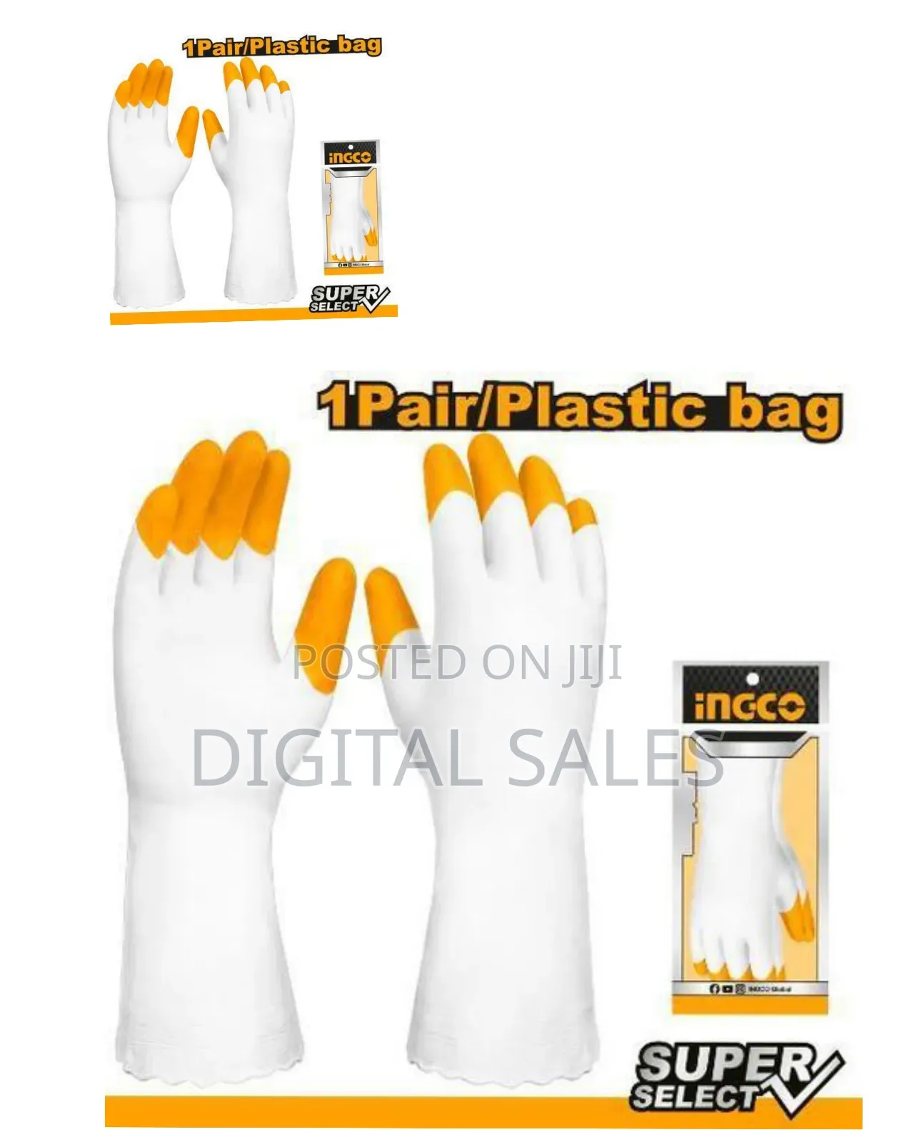Ingco Hgvp03-PVC Gloves-Orange