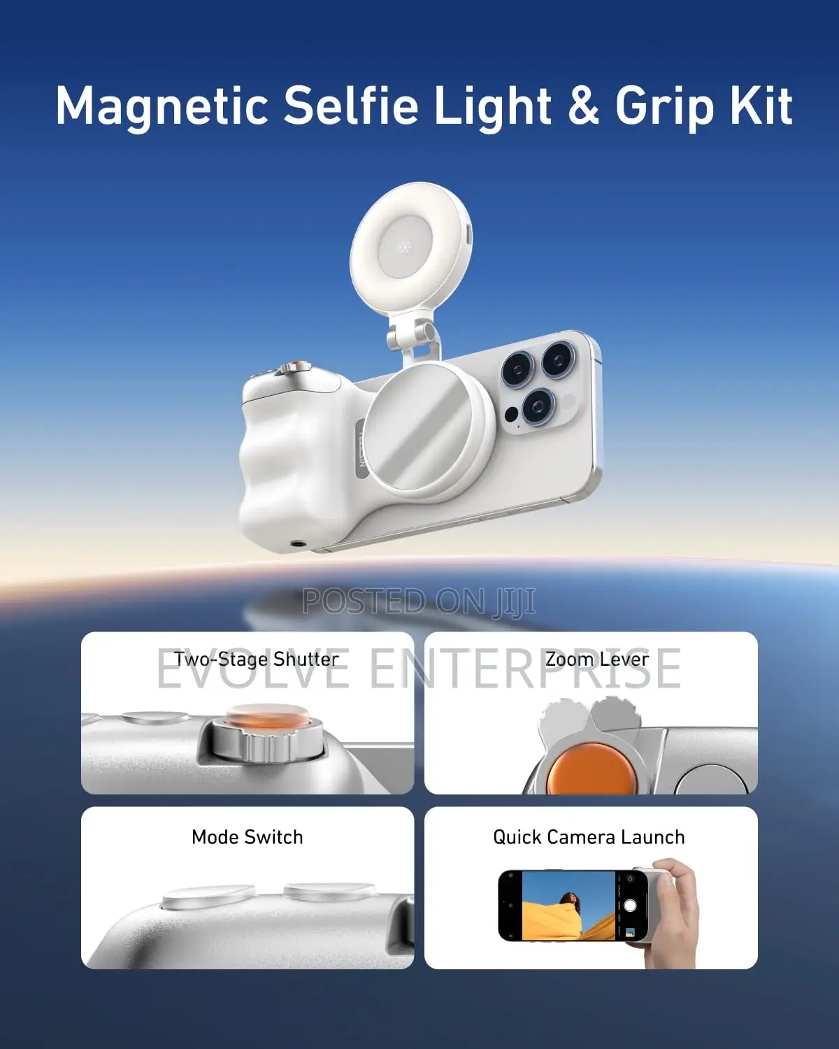 Telesin Fun Shot Magnetic Phone Camera Grip + Magnetic Selfie Light