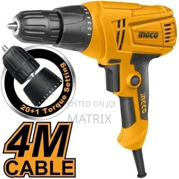 Ingco Electric Drill Voltage: 220-240v~50/60hz - Orange, Black